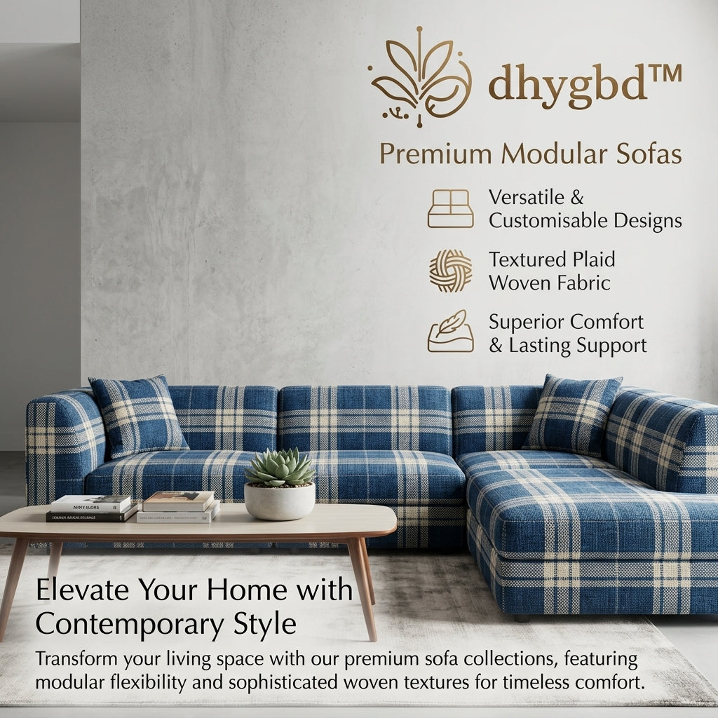 𝐝𝐡𝐲𝐠𝐛𝐝™ Modern Plaid Modular Sectional Sofa