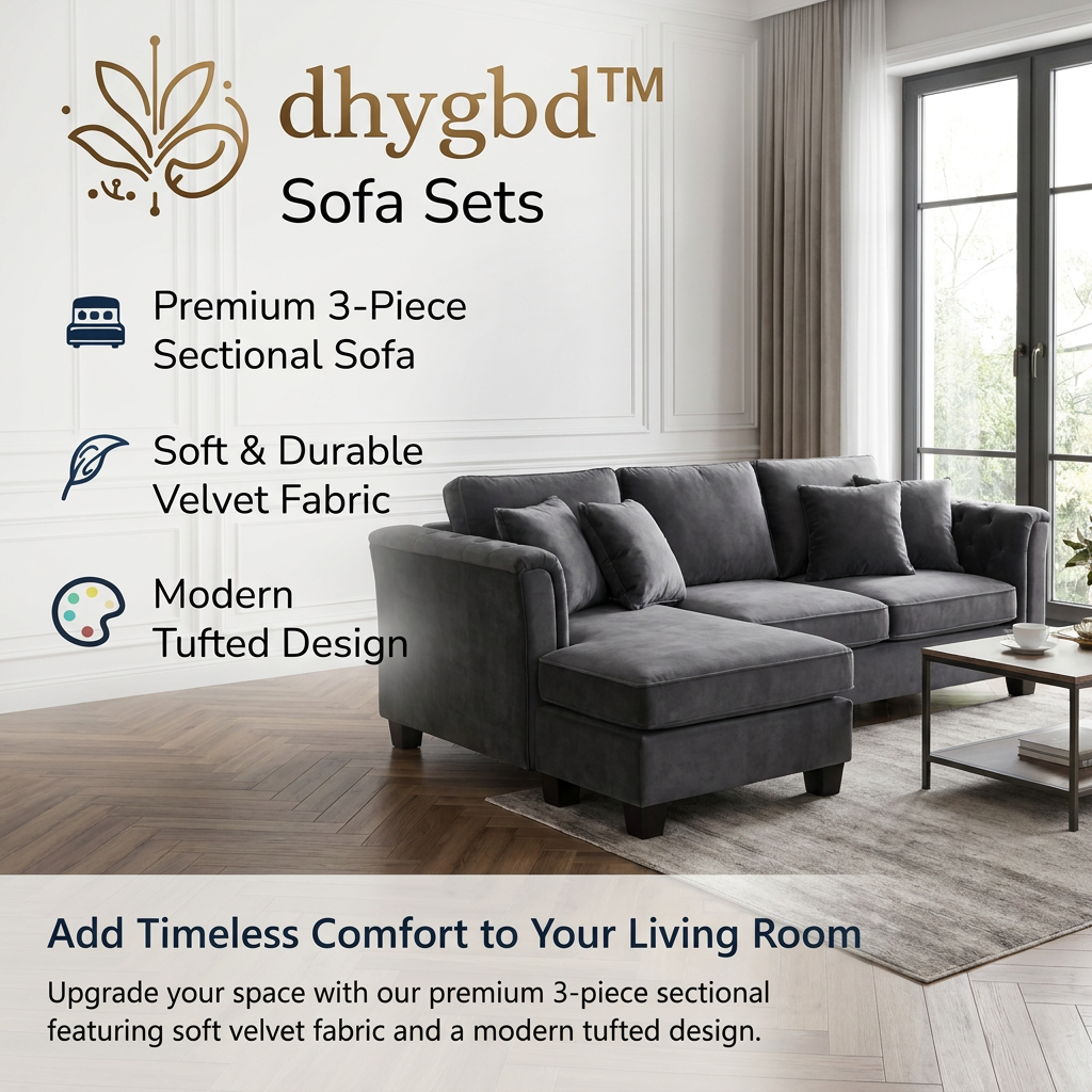 𝐝𝐡𝐲𝐠𝐛𝐝™ LuxeComfort 3-Piece Sectional Sofa Set