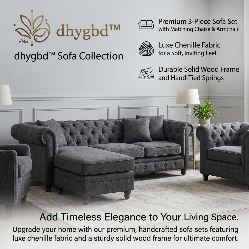 𝐝𝐡𝐲𝐠𝐛𝐝™ Heritage Luxe Chenille 3-Piece Sofa Set